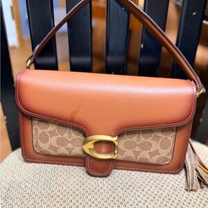 Coach Tan and Brown Signature Shoulder Bag
